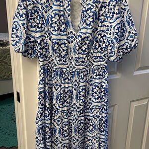 Blue and White Patterned Dress